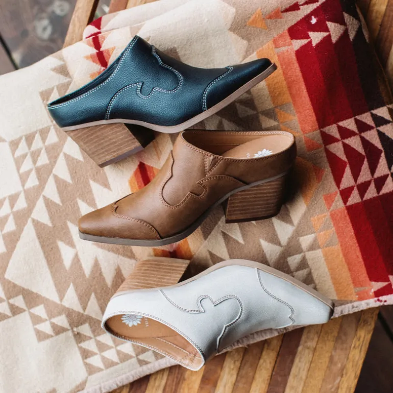 Cyan Heeled Mule